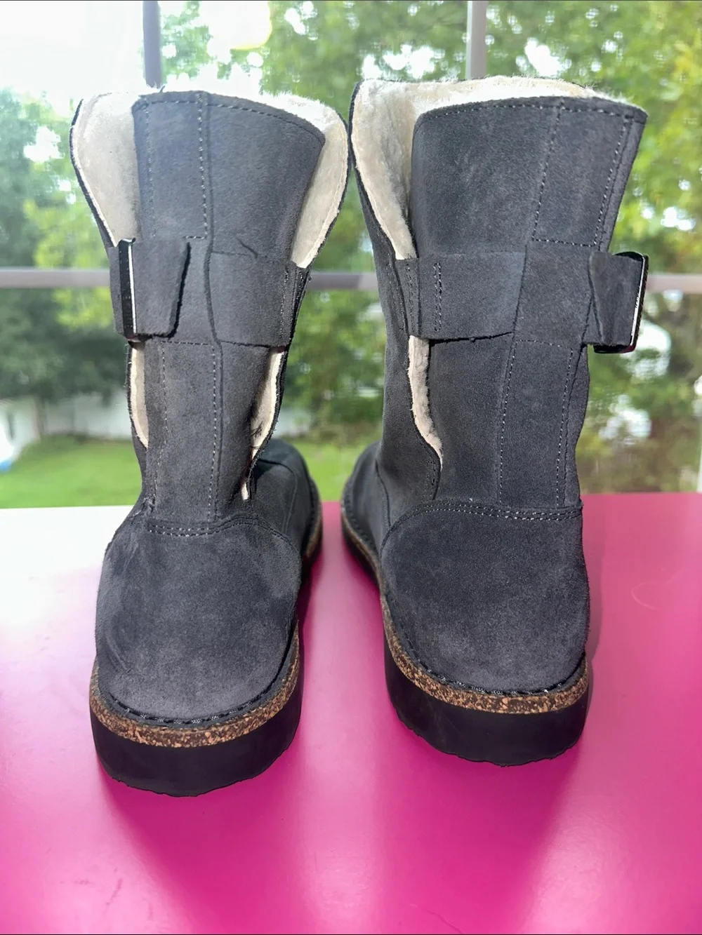Birkenstock Dark Grey Suede Shearling-Lined Winter Boots